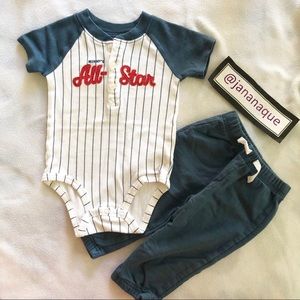 Carters Baseball Themed Baby Boy 12m bundle set
